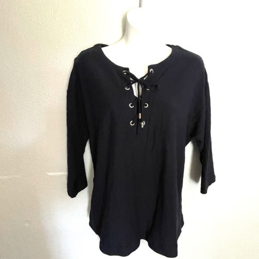 TOMMY HILFIGER Navy blue front lace up blouse-M